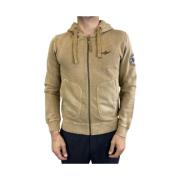 Aeronautica Militare Dragkedja Hoodie i Rostad Färg Beige, Herr