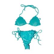 MC2 Saint Barth Sammet Triangel Bikini Hav Kläder Blue, Dam