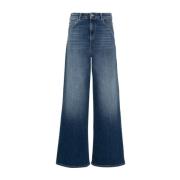 Emporio Armani Blå Denim Wide Leg Jeans Blue, Dam