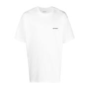 Carhartt Wip Logo-Print Bomull T-shirt i Vit White, Herr