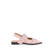 Ganni Flat Sandals Pink, Dam