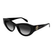 Alexander McQueen Blomma Logo Cat-Eye Solglasögon Black, Dam