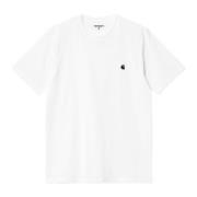Carhartt Wip Vit Bomull T-shirt med Logobroderi White, Herr