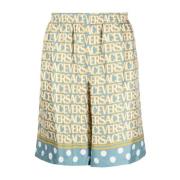 Versace Allover-print silkes shorts med prickar Multicolor, Herr