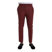 Dolce & Gabbana Maroon Slim Fit Wool Dress Pants Brown, Herr