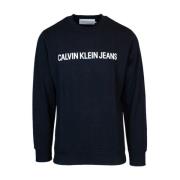 Calvin Klein Jeans Mäns Hoodless Sweatshirt Höst/Vinter Kollektion Bla...