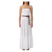 Michael Kors Tiered Dress Abito White, Dam