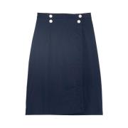 Ines De La Fressange Paris Navy Blue Ottoman Wrap Skirt Blue, Dam