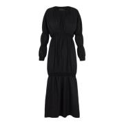 Cortana Linne och silke midi klänning Black, Dam