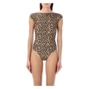 Emporio Armani Jaguar Print Badkläder Body Swimsuit Multicolor, Dam