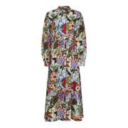 Etro Vit Bouquet Print Skjortklänning Multicolor, Dam
