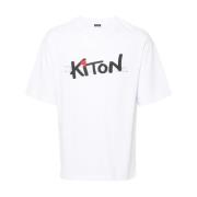 Kiton Bomull Casual T-shirt White, Herr