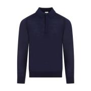 PS By Paul Smith Navy Blue Merino Wool Polo Sweater Blue, Herr