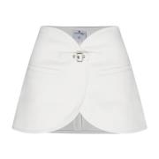 Courrèges Vit Twill Mini Kjol Spänne Fickor White, Dam