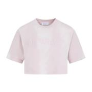 Off White Rosa Bomull Cropped T-shirt Pink, Dam