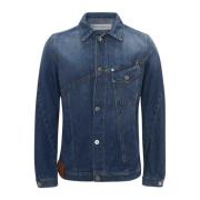 JW Anderson Twisted Denim Jacka Logo Broderi Blue, Herr