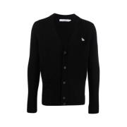 Maison Kitsuné Svart Patch Detalj Kofta Black, Herr