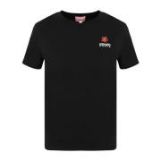 Kenzo Svart Blomtryck Logo T-shirt Black, Dam