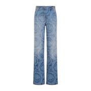 Versace Blå Barock Wide Leg Jeans Blue, Dam