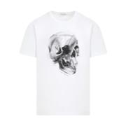 Alexander McQueen Dragonfly Skull White T-Shirt White, Herr