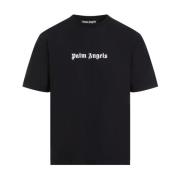 Palm Angels Svart Logotyp Bomull T-shirt Black, Herr