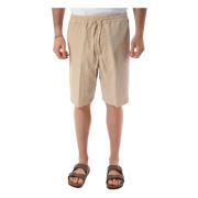 120% Lino Casual Linen Shorts Beige, Herr