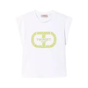 Twinset Monogram Jersey Tee Shirt White, Dam