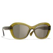 Chanel Ikoniska solglasögon med enhetliga linser Green, Dam