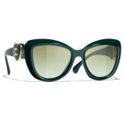 Chanel Ikoniska solglasögon med enhetliga linser Green, Unisex