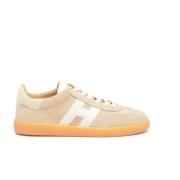 Hogan Beige Mocka Sneakers med Vita Lärdetaljer Beige, Dam