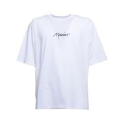 Moschino Vit T-shirt med Svart Logobrodyr White, Herr