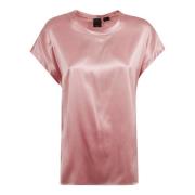 Pinko Rosa Satin Finish Cap Sleeve Skjorta Pink, Dam