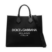 Dolce & Gabbana Logo-Embossed Tote Bag i Svart Black, Herr