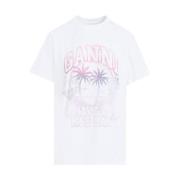 Ganni Bas Jersey Cocktail T-shirt White, Dam