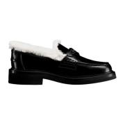 Dior Läder Logo Loafers Kvinnor Italien Black, Dam