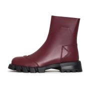 Cesare Gaspari Platta Läder Ankelboots Red, Dam