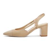 Cesare Gaspari Stilrena Slingback Block Heels Pumps Beige, Dam