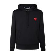 Comme des Garçons Svart Pullover Hoodie med Hjärttryck Black, Herr