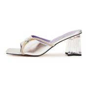 Cesare Gaspari Stjärna Blockklack Mules - Silver Gray, Dam