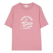 Maison Kitsuné Rosa Racing Fox T-shirt Pink, Dam