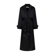 Calvin Klein Svart Oversized Trenchcoat Black, Dam