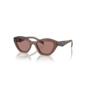 Prada Eleganta Cat-Eye Solglasögon i Transparent Brun Gray, Dam