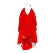 Zimmermann Silkesklänning med volanger Red, Dam