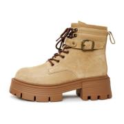 Cesare Gaspari Stiliga Platform Ankelboots Beige, Dam