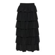 Kaffe Feminin Midi Kjol Svart Djup Black, Dam