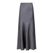 Neo Noir Elegant Sateen Bias Cut Skirt Gray, Dam