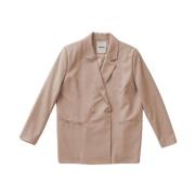 Aeron Boxy Ullblazer med Patchwork Paneler Pink, Dam