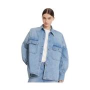 Petar Petrov Oversized Denim Jacket Light Blue Blue, Dam