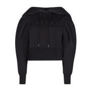 Nina Ricci Svart Logo Cropped Hoodie Tröja Black, Dam