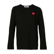 Comme des Garçons Play Svart Logo Patch Jumper Sweater Black, Herr